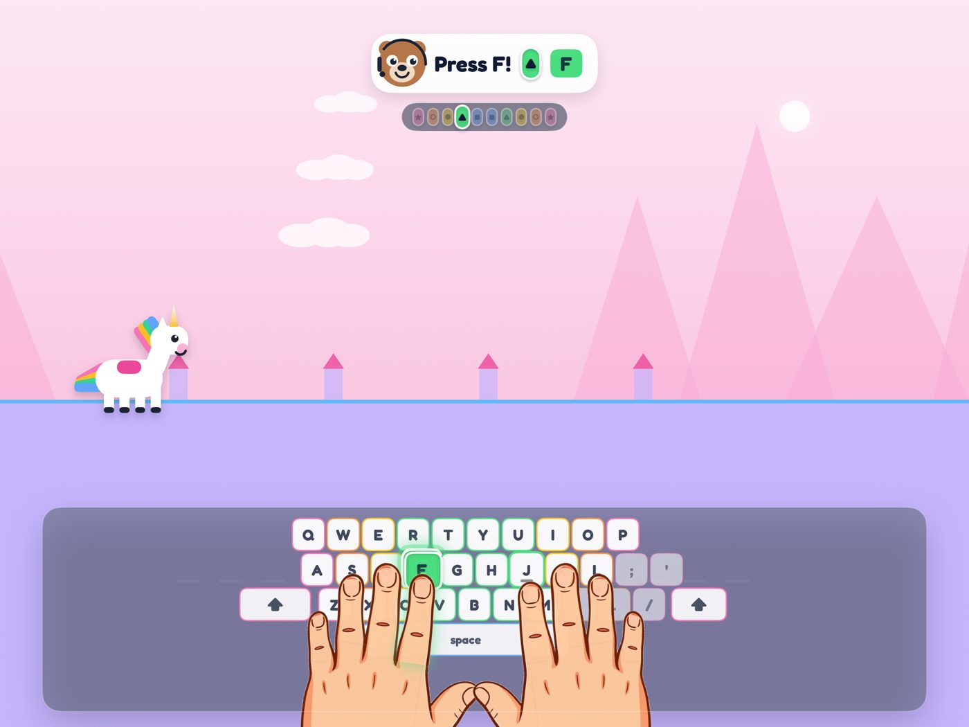 Hands lesson: find the F and J bumps